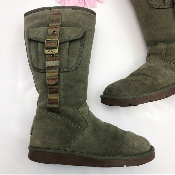 Ugg Tall Cargo Buckle Boots Olive Army 